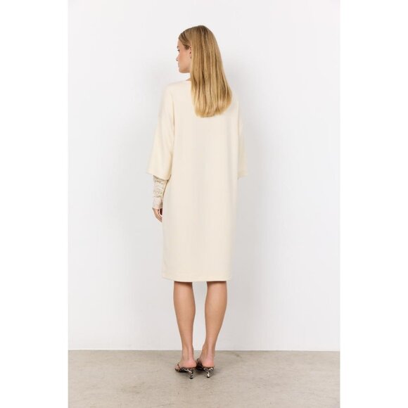 Soya Concept Elegant Cream Dress with Lace Sleeves - Picture 3 of 5